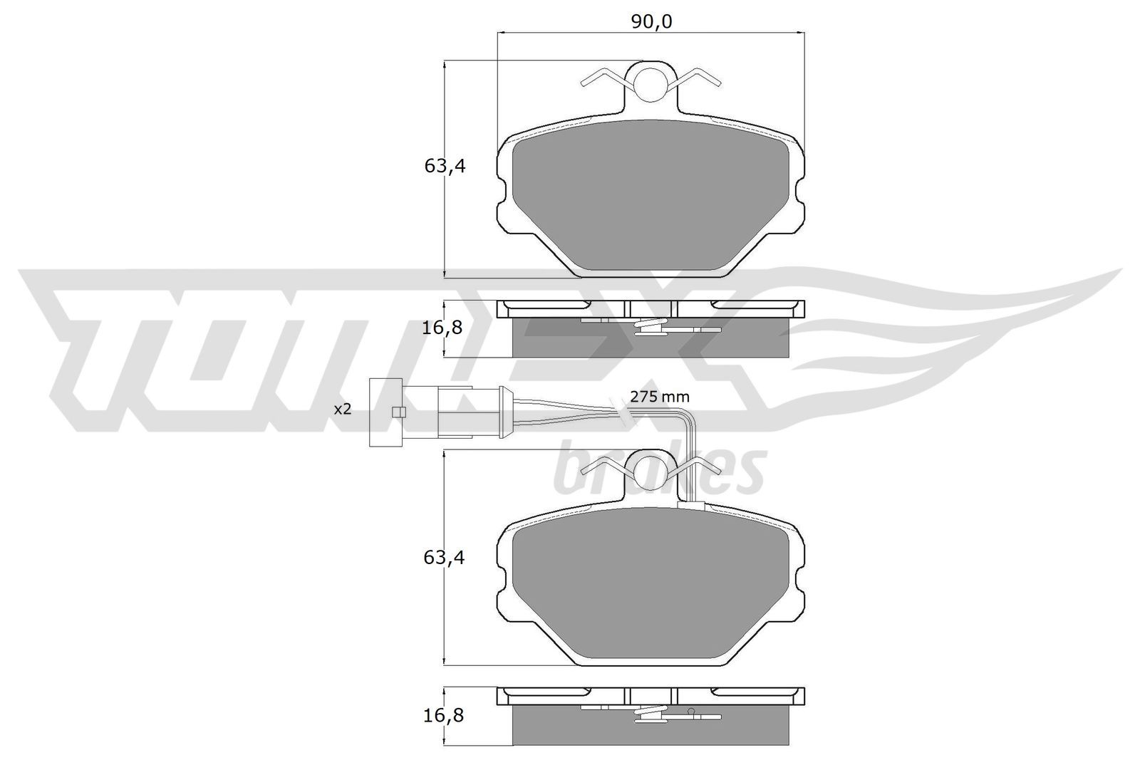 Sada brzdových destiček, kotoučová brzda TOMEX Brakes 10-61