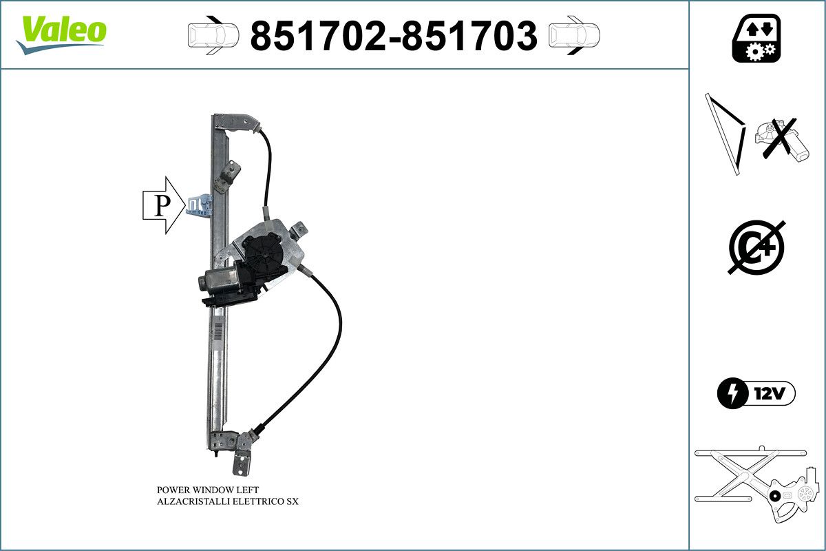 Mecanism actionare geam VALEO 851703