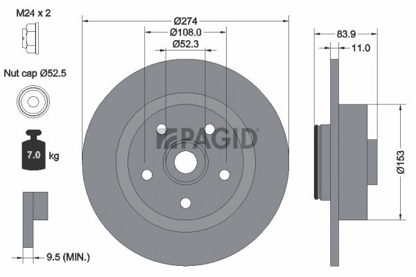 Tarcza hamulcowa PAGID 54422NC
