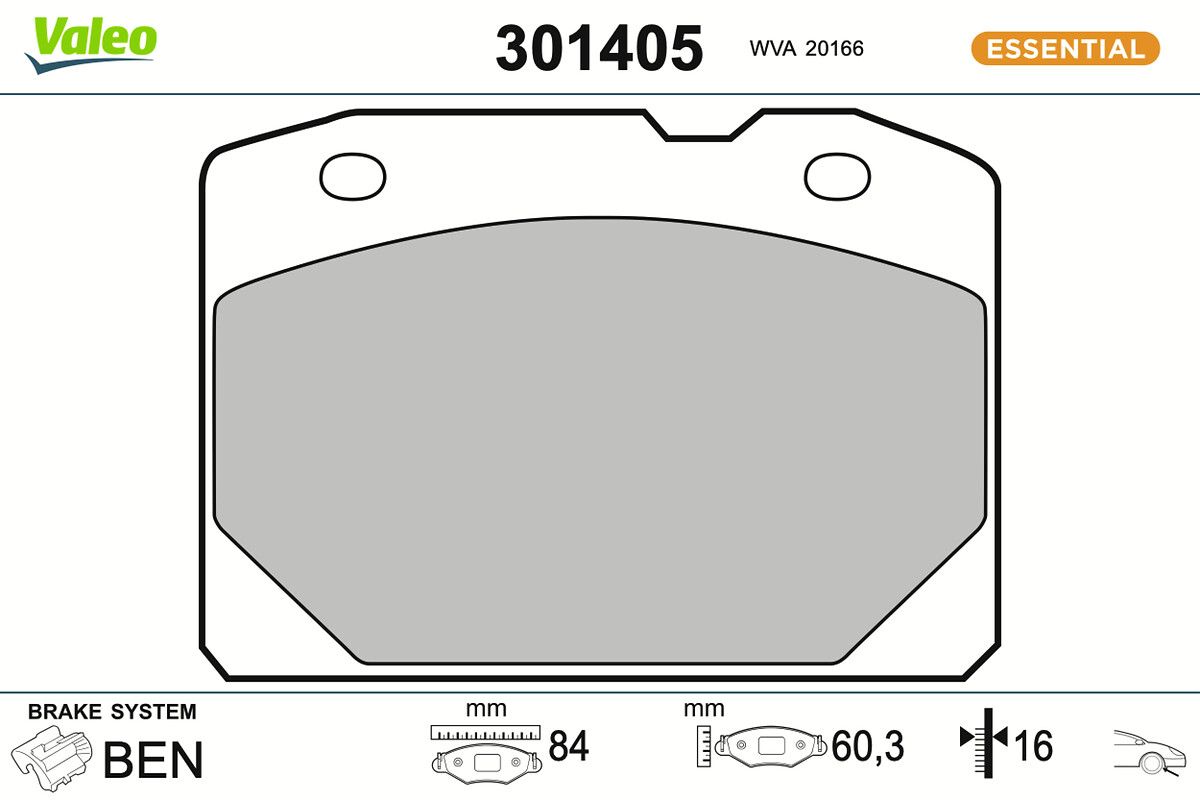 set placute frana,frana disc VALEO ESSENTIAL 301405