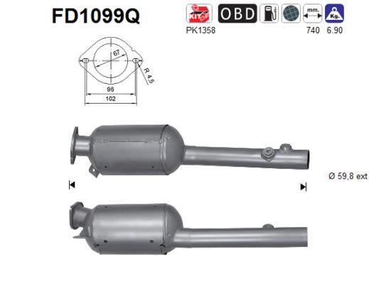 Filtr sadzy / filtr cząstek stałych, układ wydechowy AS FD1099Q