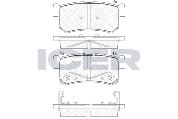 Zestaw klocków hamulcowych, hamulce tarczowe ICER 181646