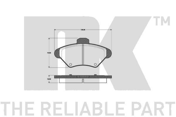 Zestaw klocków hamulcowych, hamulce tarczowe NK 222537