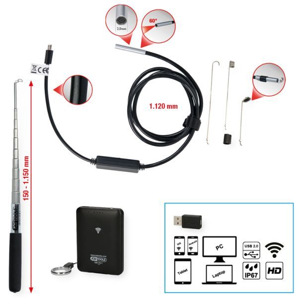 Set video endoscop KS TOOLS 550.7520