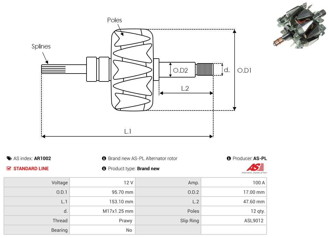 Levně Rotor, generátor AS-PL AR1002
