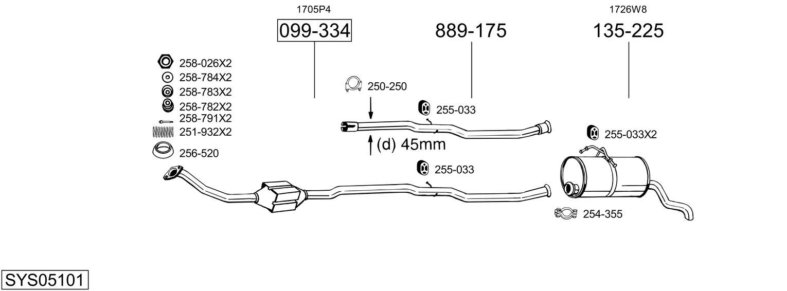 Układ wydechowy BOSAL SYS05101