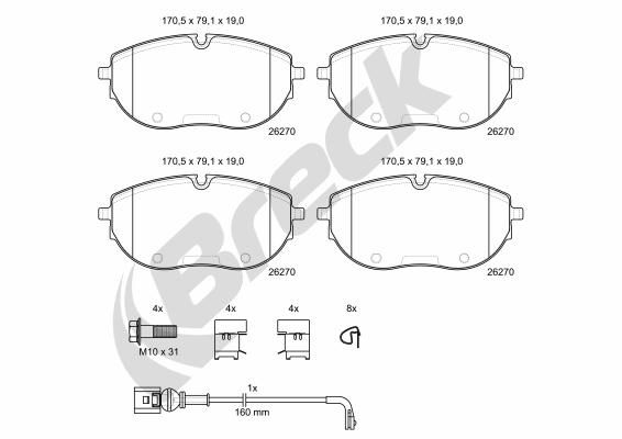 set placute frana,frana disc BRECK 26270 00 703 00