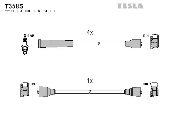 Zestaw przewodów zapłonowych TESLA T358S