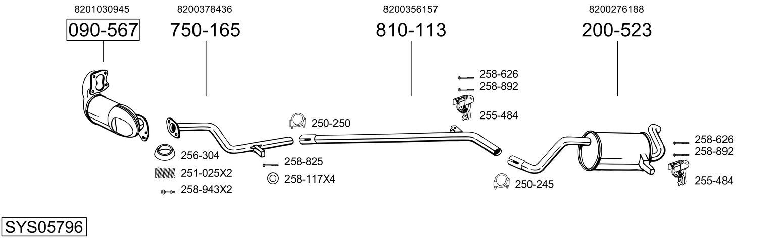 Układ wydechowy BOSAL SYS05796