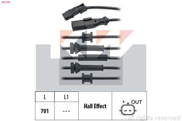 Czujnik, prędkość obrotowa koła KW 460 169