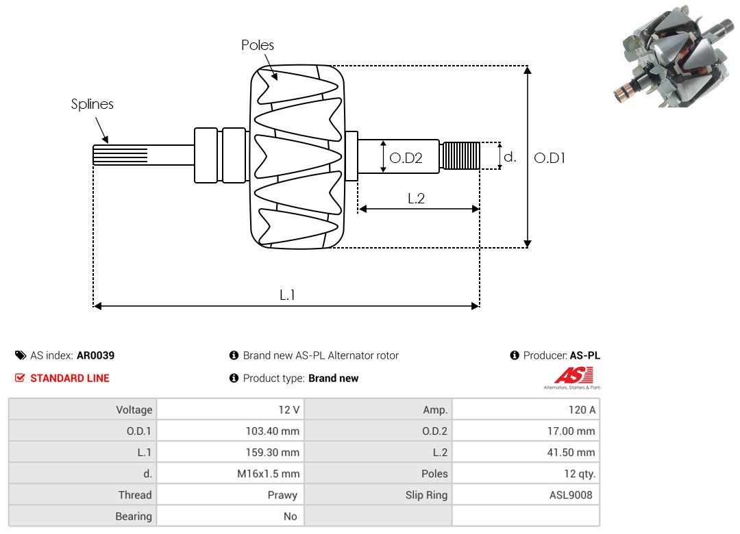 Levně Rotor, generátor AS-PL AR0039