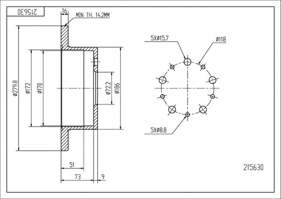 Tarcza hamulcowa HART 215 630