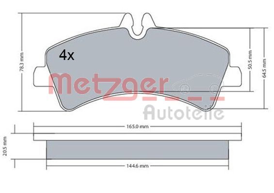 set placute frana,frana disc METZGER 1170543