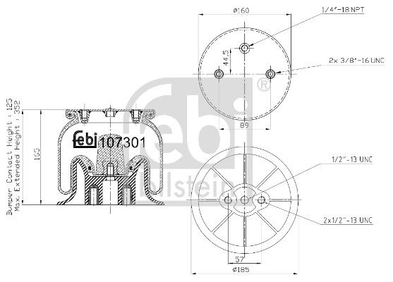 Burduf, suspensie pneumatica FEBI BILSTEIN 107301