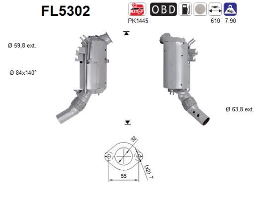 Filtr sadzy / filtr cząstek stałych, układ wydechowy AS 18308573150