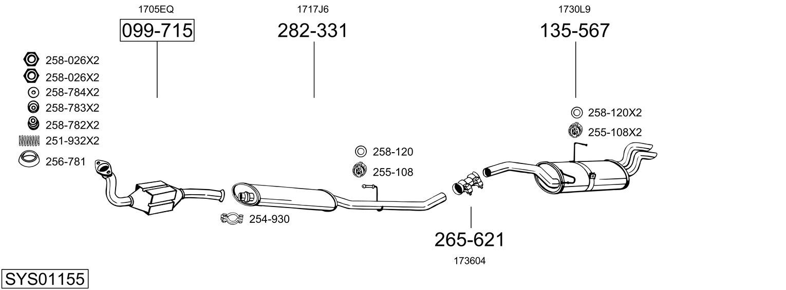 Układ wydechowy BOSAL SYS01155