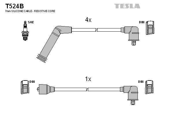 Sada kabelů pro zapalování TESLA T524B