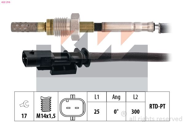 czujnik, temperatura spalin KW 422 216