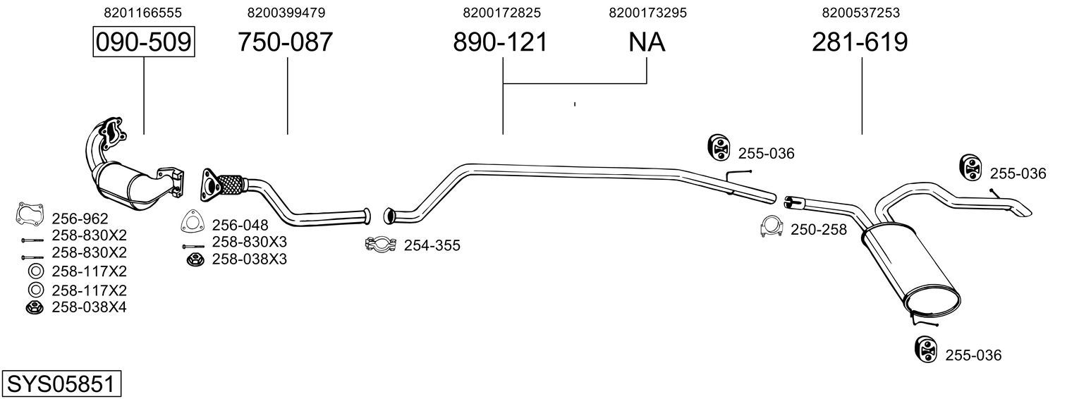 Układ wydechowy BOSAL SYS05851