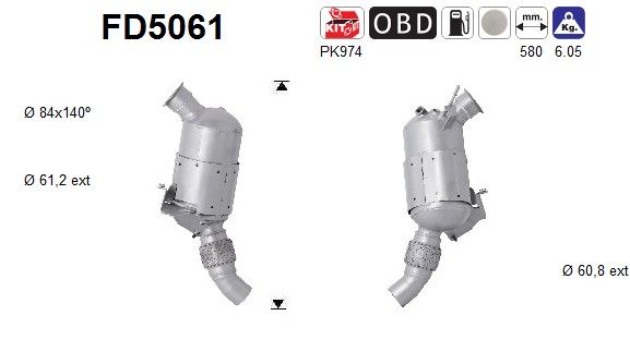 Filtru funingine/particule, sist.de esapament AS FD5061