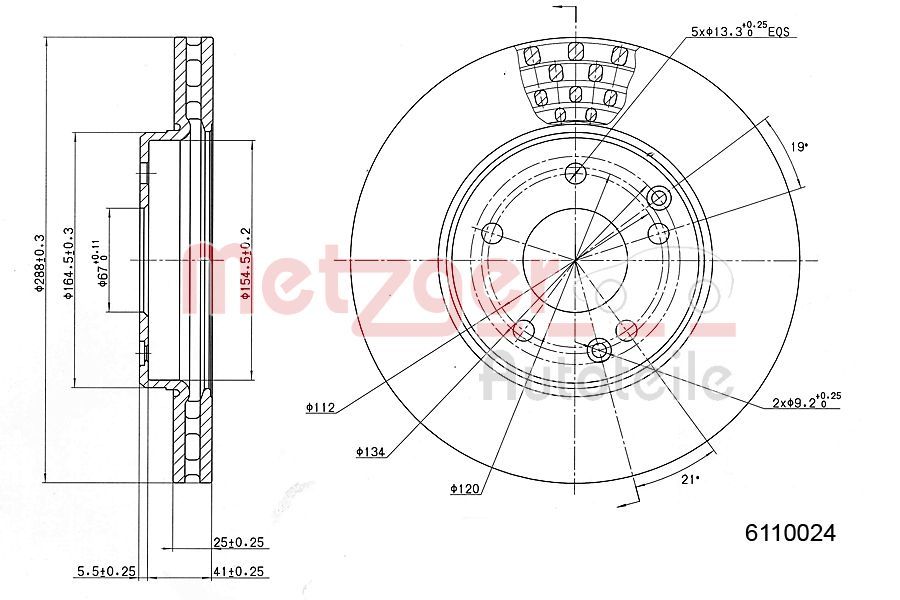 Tarcza hamulcowa METZGER AUTOTEILE 6110024