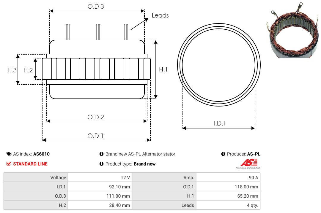 Levně Stator, generátor AS-PL AS6010