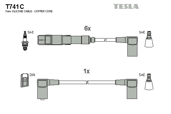 Sada kabelů pro zapalování TESLA T741C