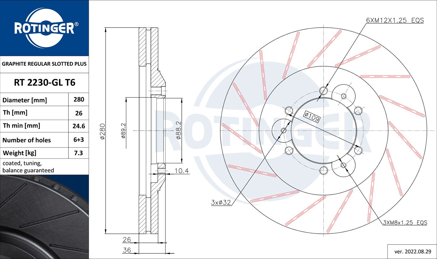 Tarcza hamulcowa ROTINGER RT 2230-GL T6