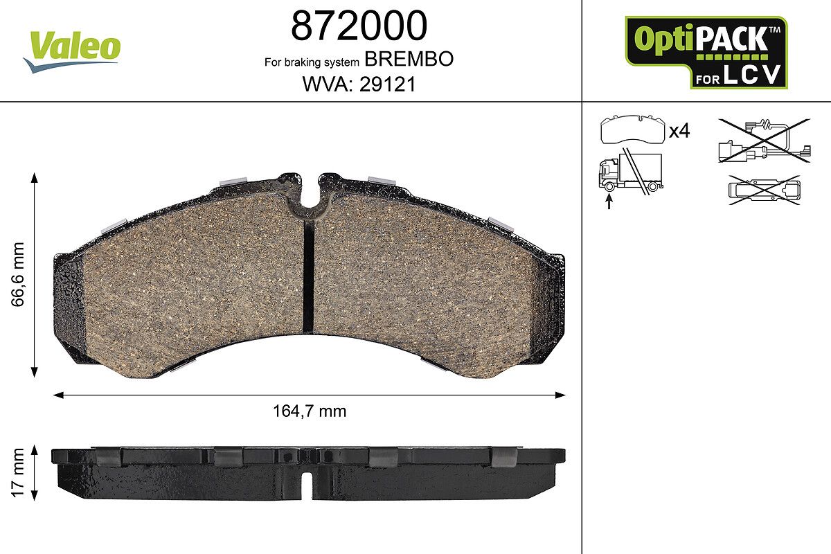 set placute frana,frana disc VALEO OPTIPACK for LCV 872000