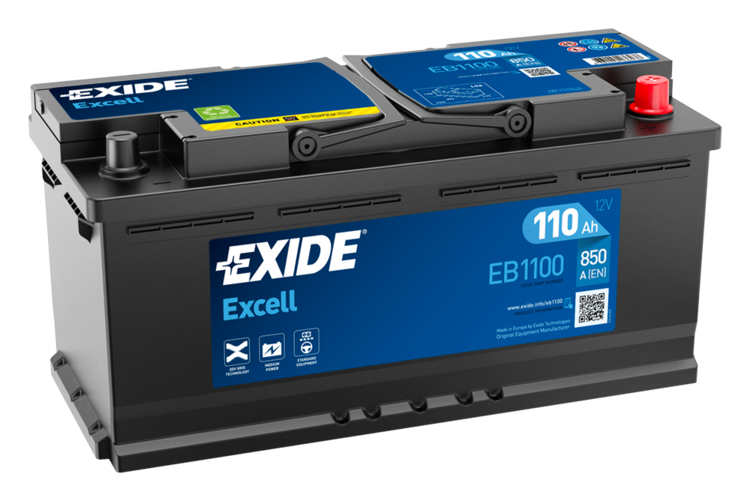 Autobaterie Exide Excell 12V, 110Ah, 850A, EB1100
