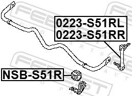 Levně Držák, Příčný stabilizátor FEBEST NSB-S51R
