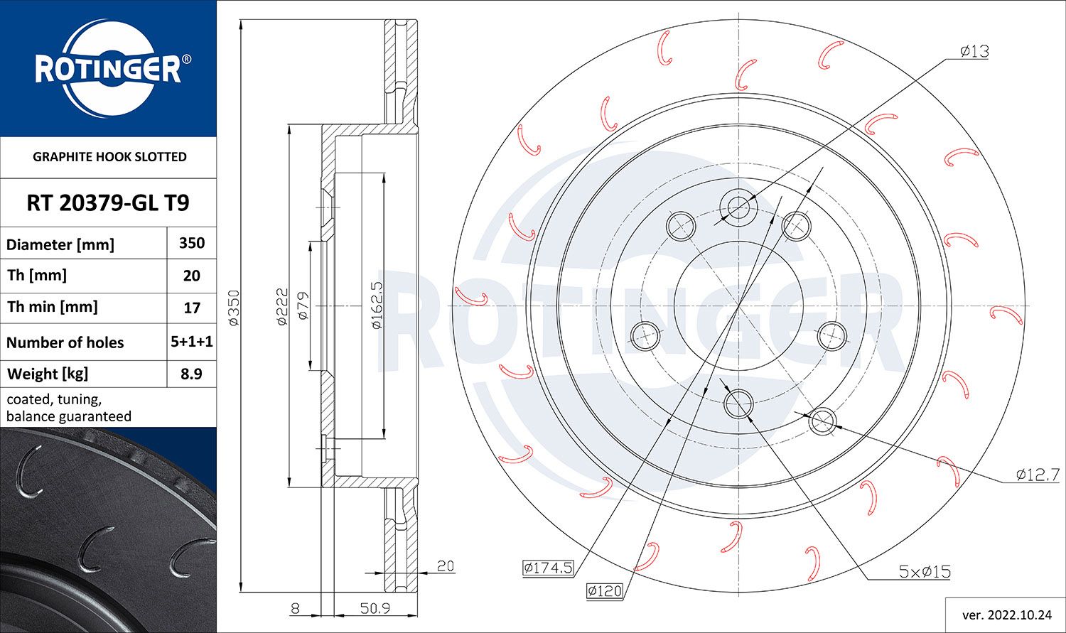 Tarcza hamulcowa ROTINGER RT 20379-GL T9
