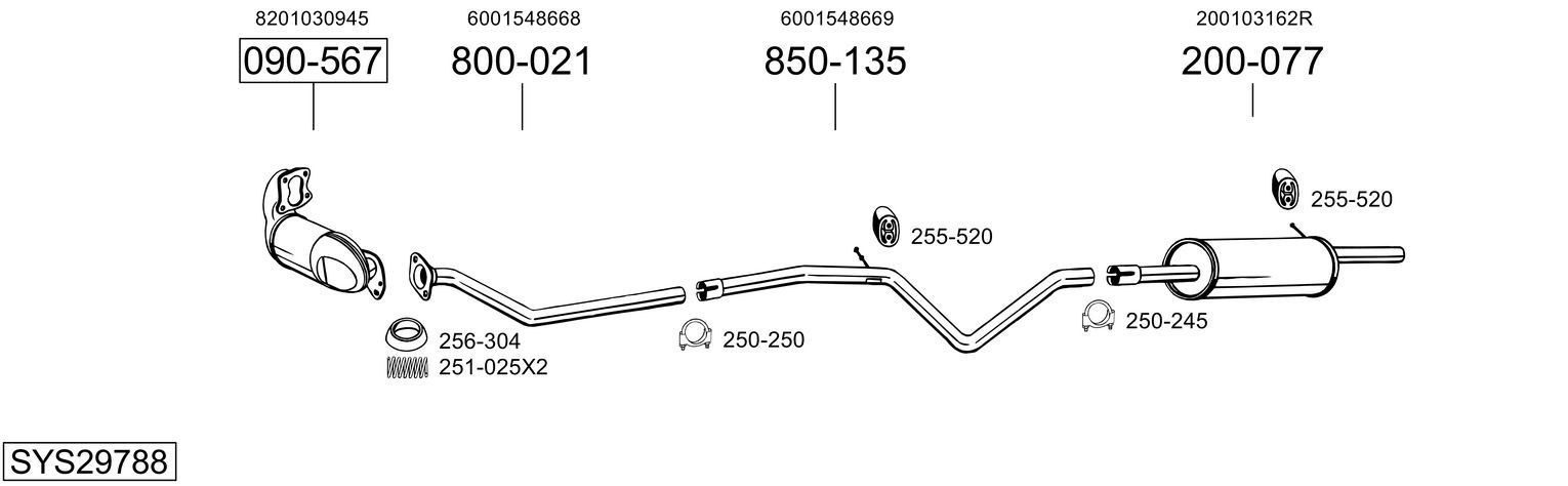 Układ wydechowy BOSAL SYS29788