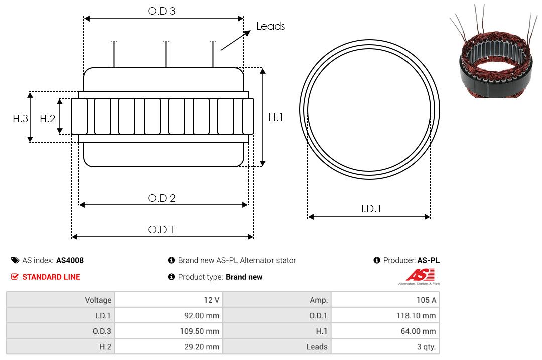 Levně Stator, generátor AS-PL AS4008
