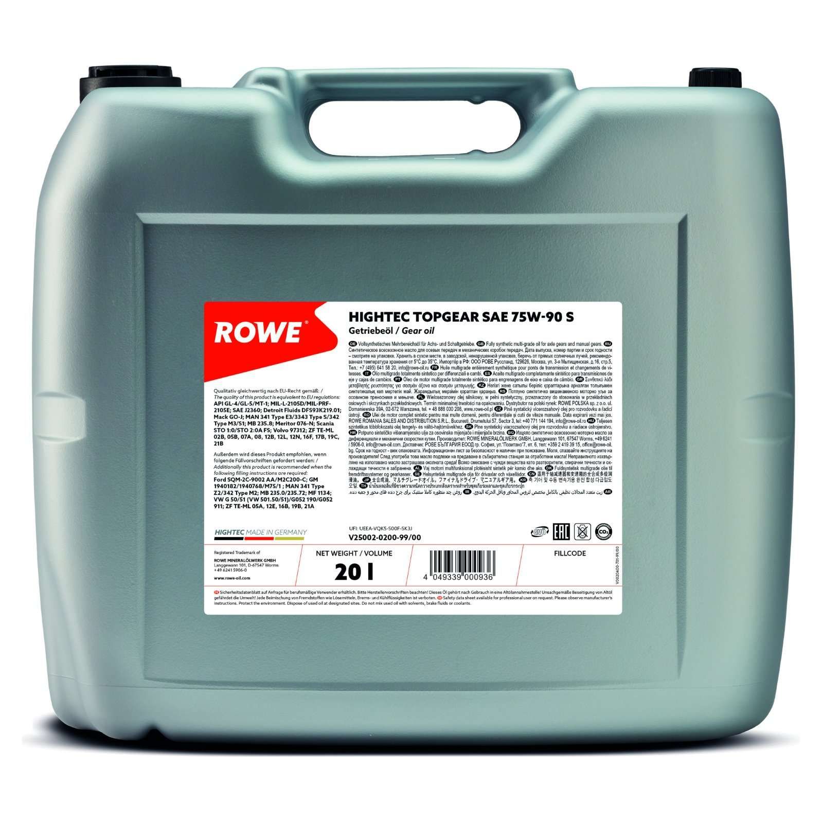ulei de transmisie ROWE HIGHTEC TOPGEAR SAE 75W-90 S 25002-0200-99
