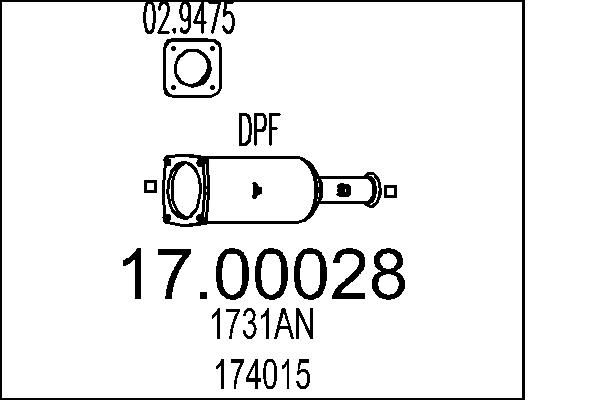 Filtr sadzy / filtr cząstek stałych, układ wydechowy MTS 17.00028