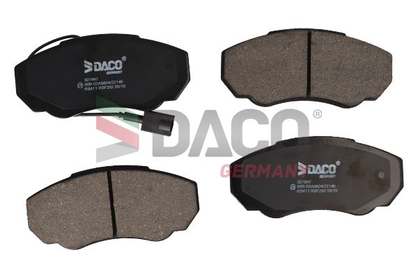 Zestaw klocków hamulcowych, hamulce tarczowe DACO GERMANY 321947
