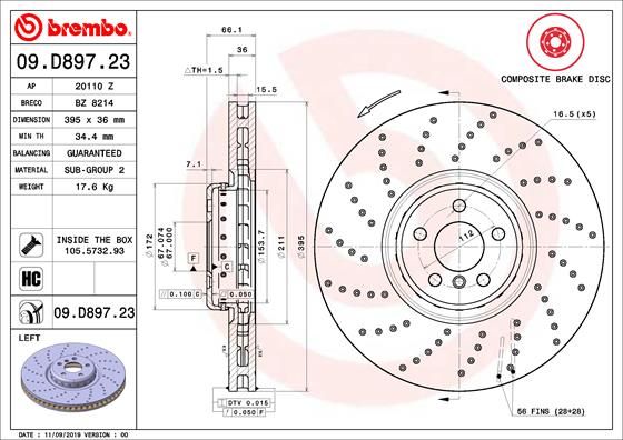 Tarcza hamulcowa BREMBO 09.D897.23