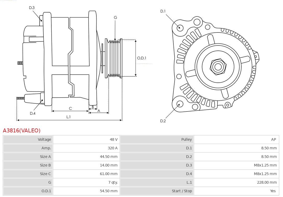 Alternator AS-PL A3816(VALEO)