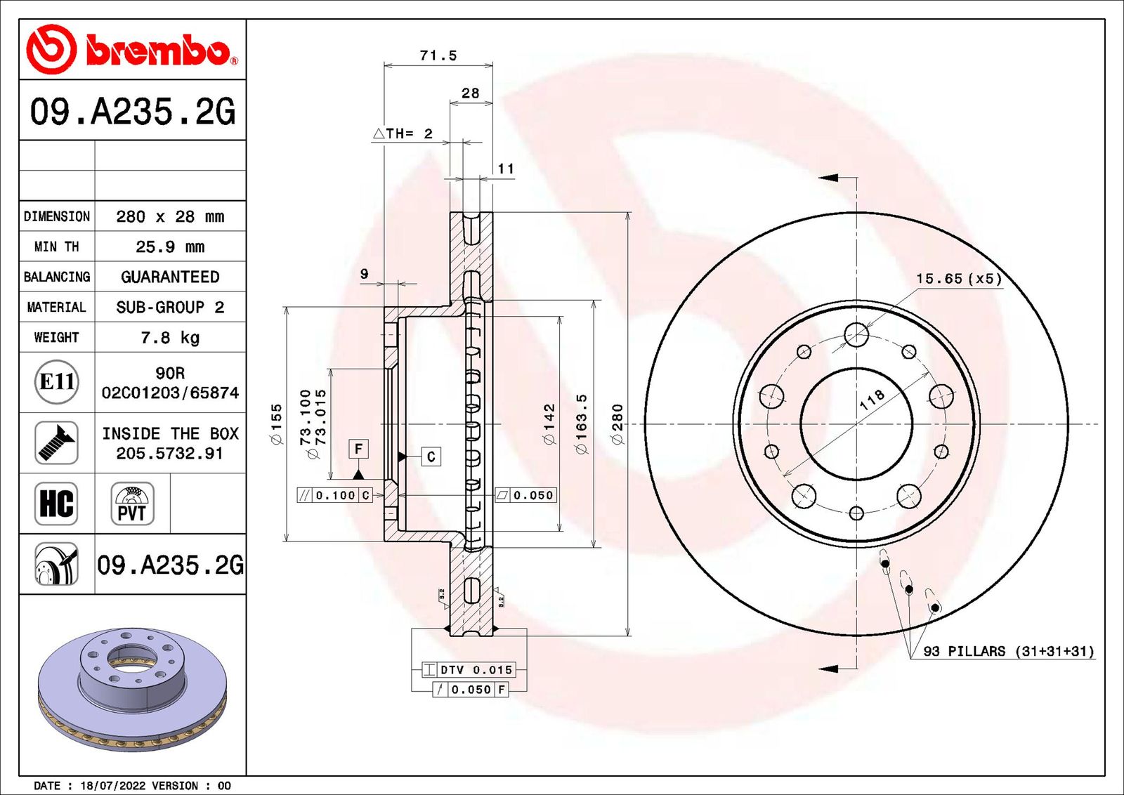 Tarcza hamulcowa BREMBO 09.A235.2G