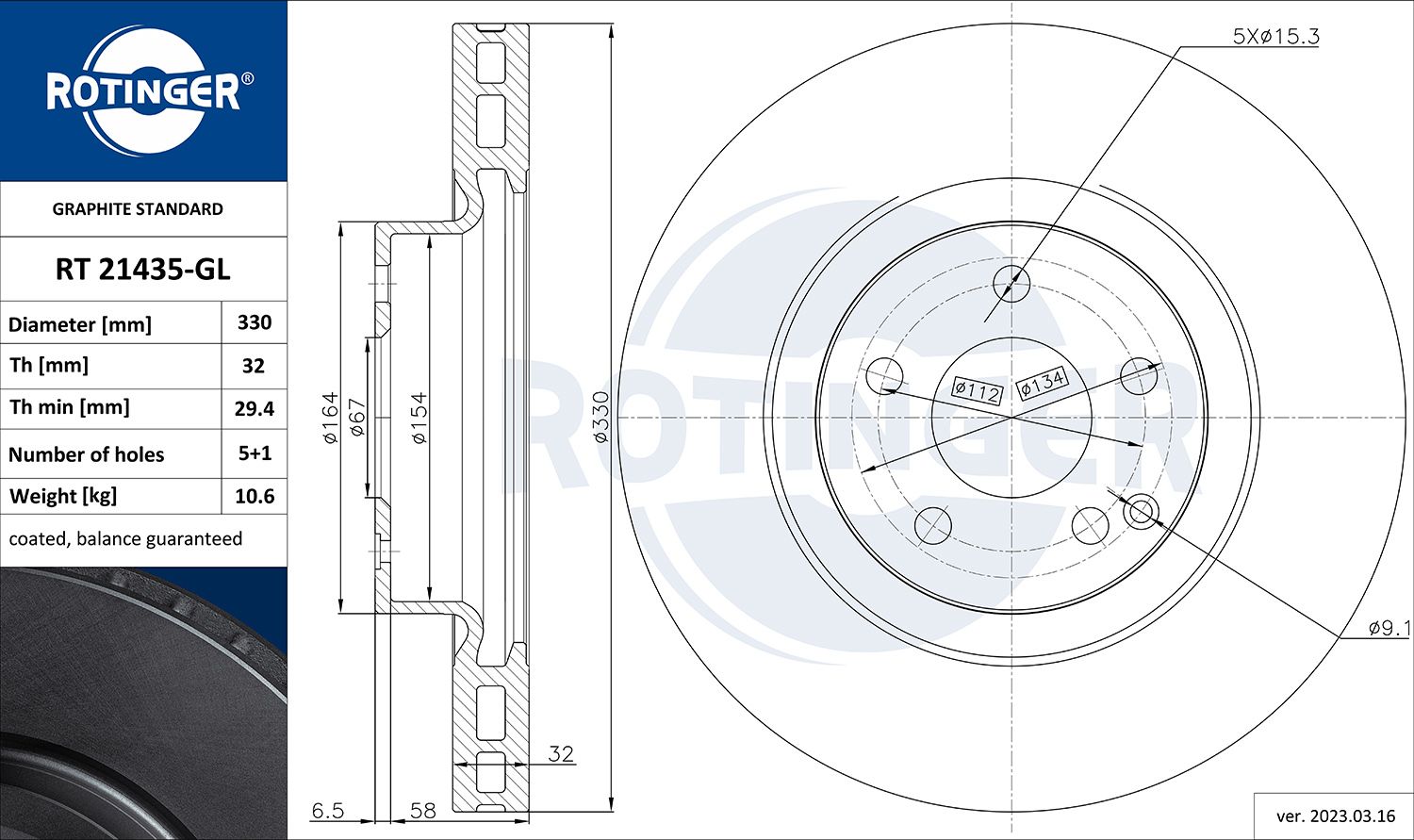 Disc frana ROTINGER RT 21435-GL