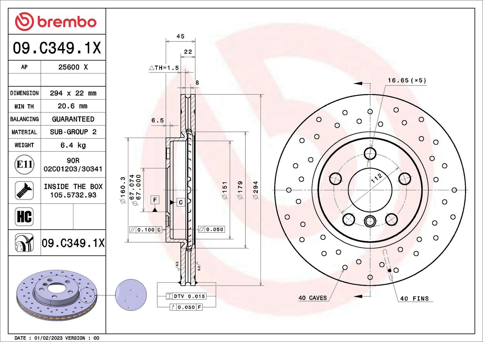 Brzdový kotúč BREMBO 09.C349.1X