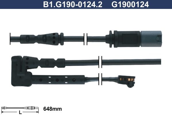 Styk ostrzegawczy, zużycie okładzin hamulcowych GALFER B1.G190-0124.2
