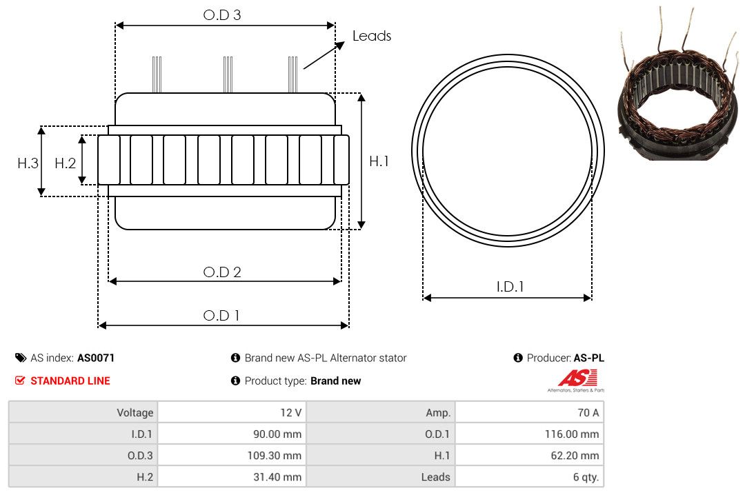 Levně Stator, generátor AS-PL AS0071