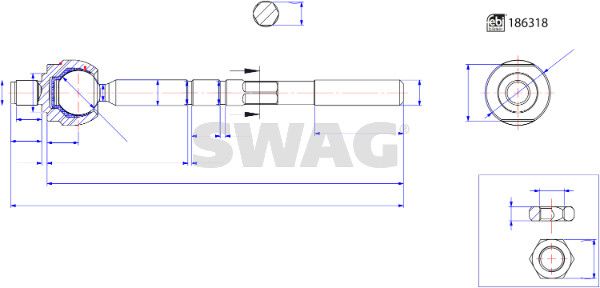 Połączenie osiowe, drążek kierowniczy poprzeczny SWAG 33 11 0355