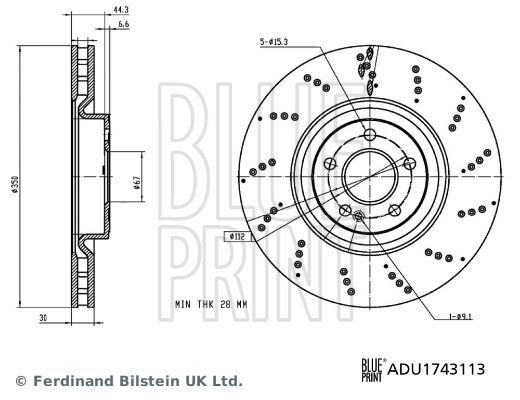 Tarcza hamulcowa BLUE PRINT ADU1743113
