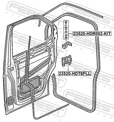ZAWIAS DRZWI VW P. TRANSPORTER 03- LE (GÓRNY) OE VAG 7E0831401B