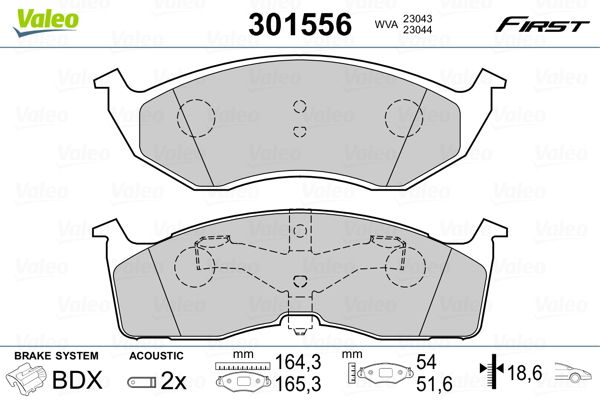 Sada brzdových platničiek kotúčovej brzdy VALEO 301556