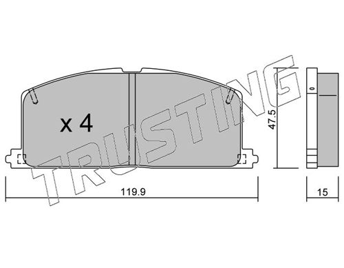 Zestaw klocków hamulcowych, hamulce tarczowe TRUSTING 110.0
