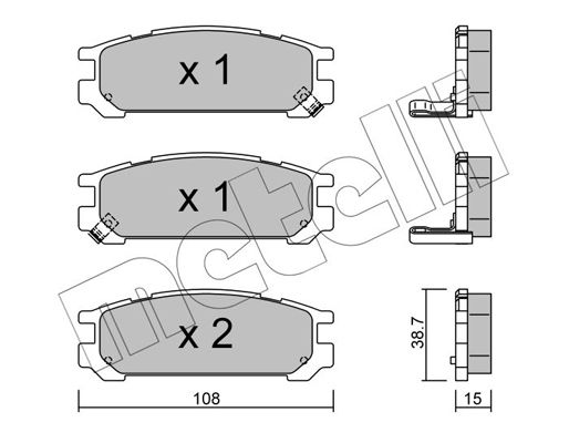 Zestaw klocków hamulcowych, hamulce tarczowe METELLI 22-0204-0